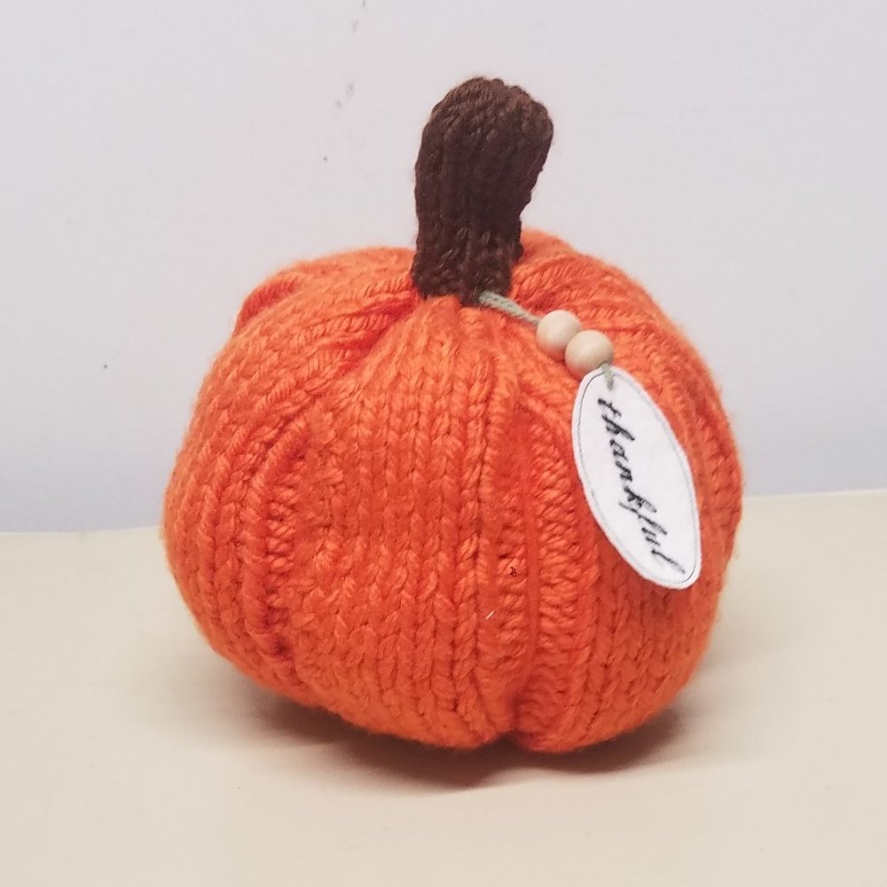 Handmade Knitted Fall Gourmet Orange Pumpkin Décor - Picture 2 of 10